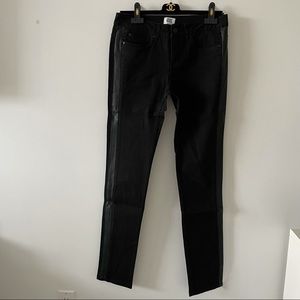 Vero Moda Brix Low Slim Black Jeans Size 28/34 Faux Leather Strips And Pockets